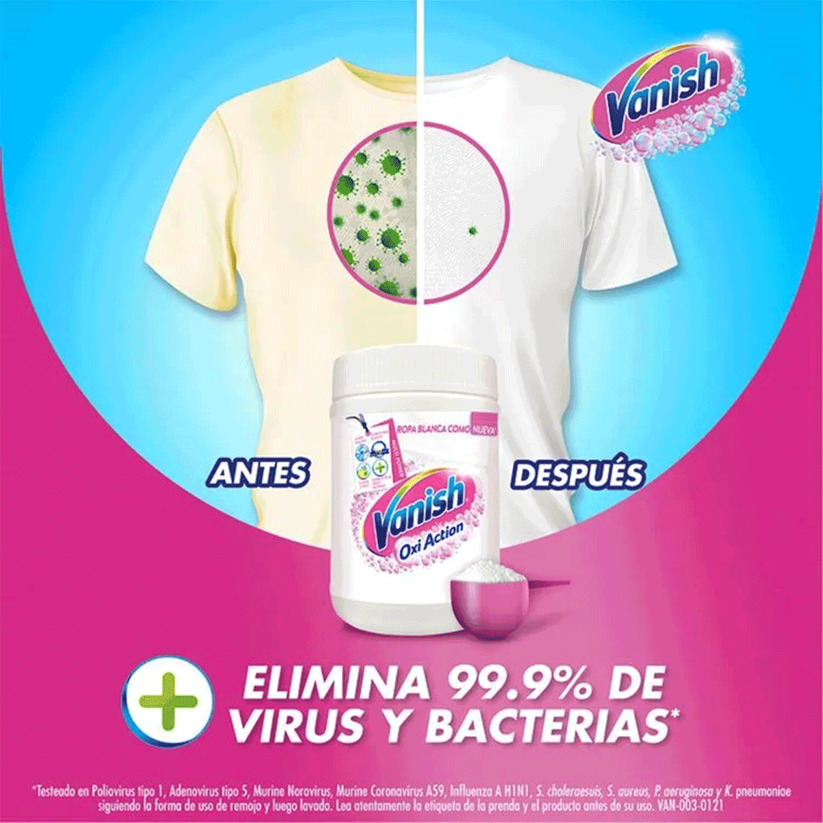 Quitamanchas Oxi Action Ropa Blanca Recarga en Polvo Vanish 450 gr