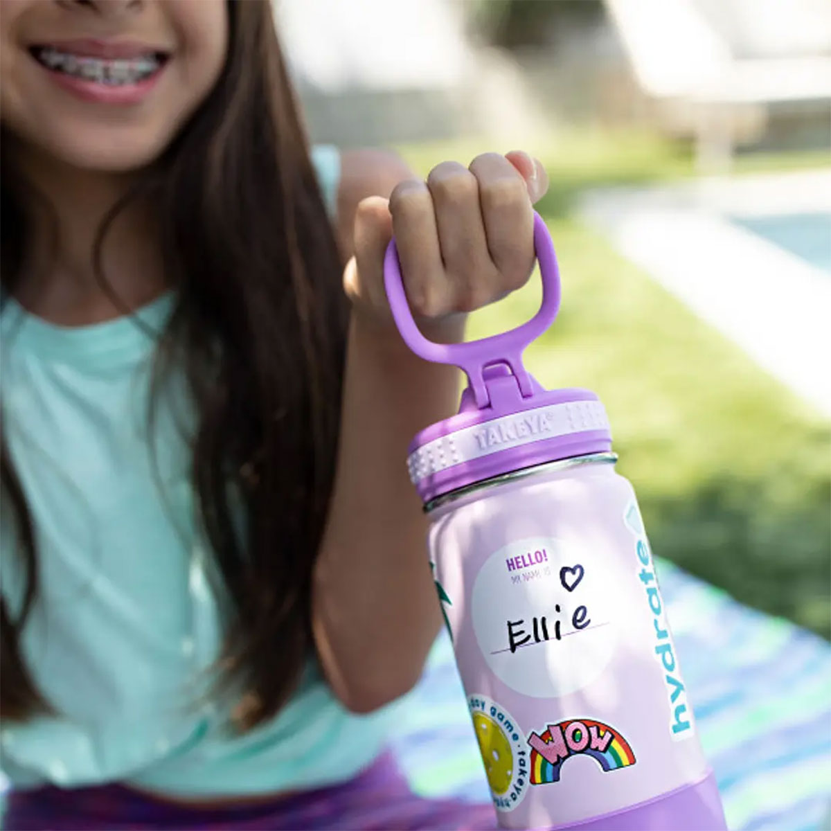 Botella térmica con bombilla Takeya Kids Grape Purple 414 ml - producto de origen 🇯🇵 Japonés