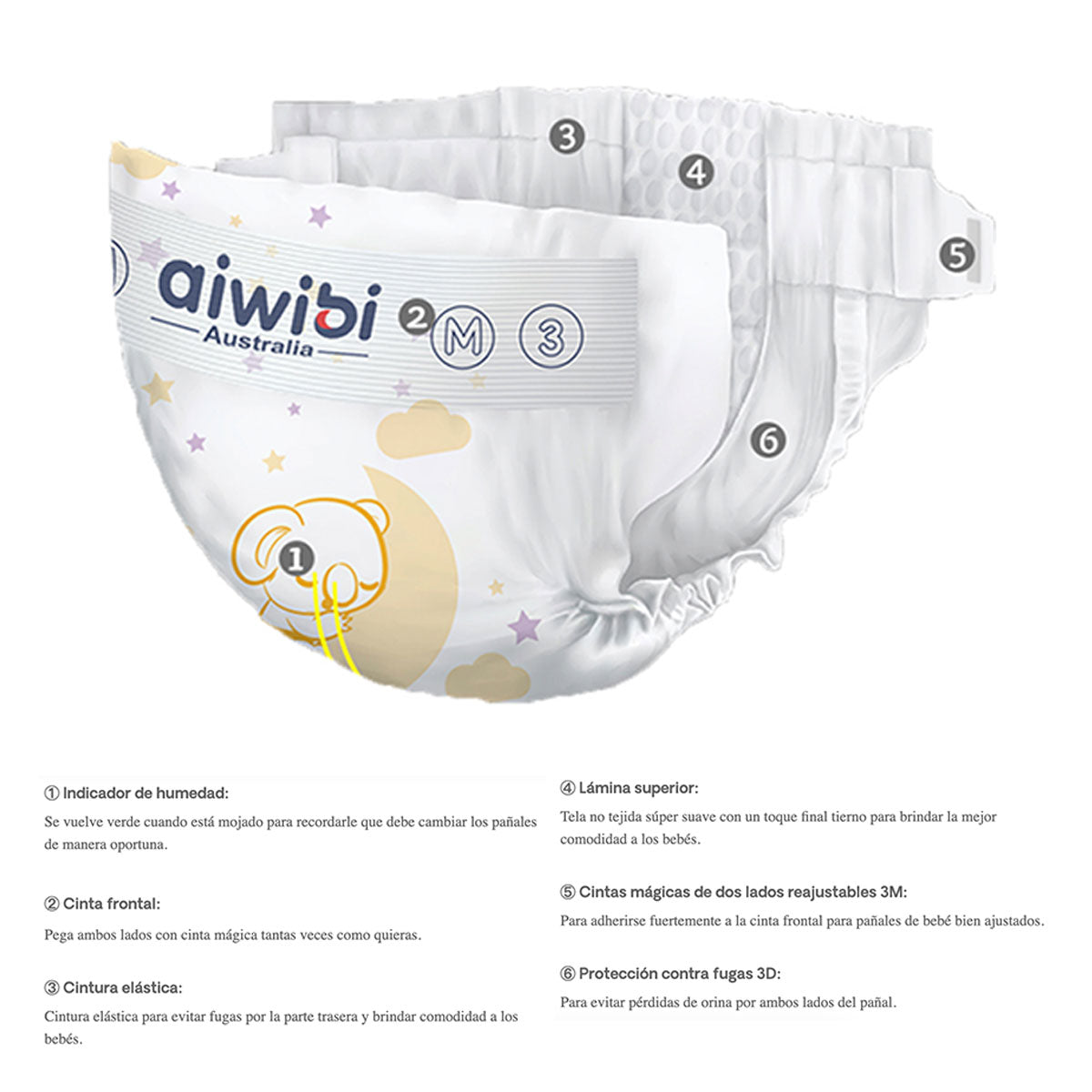 Pañales Aiwibi Premium Dulce Noche M (54 unidades) - 🇦🇺 Producto Australiano