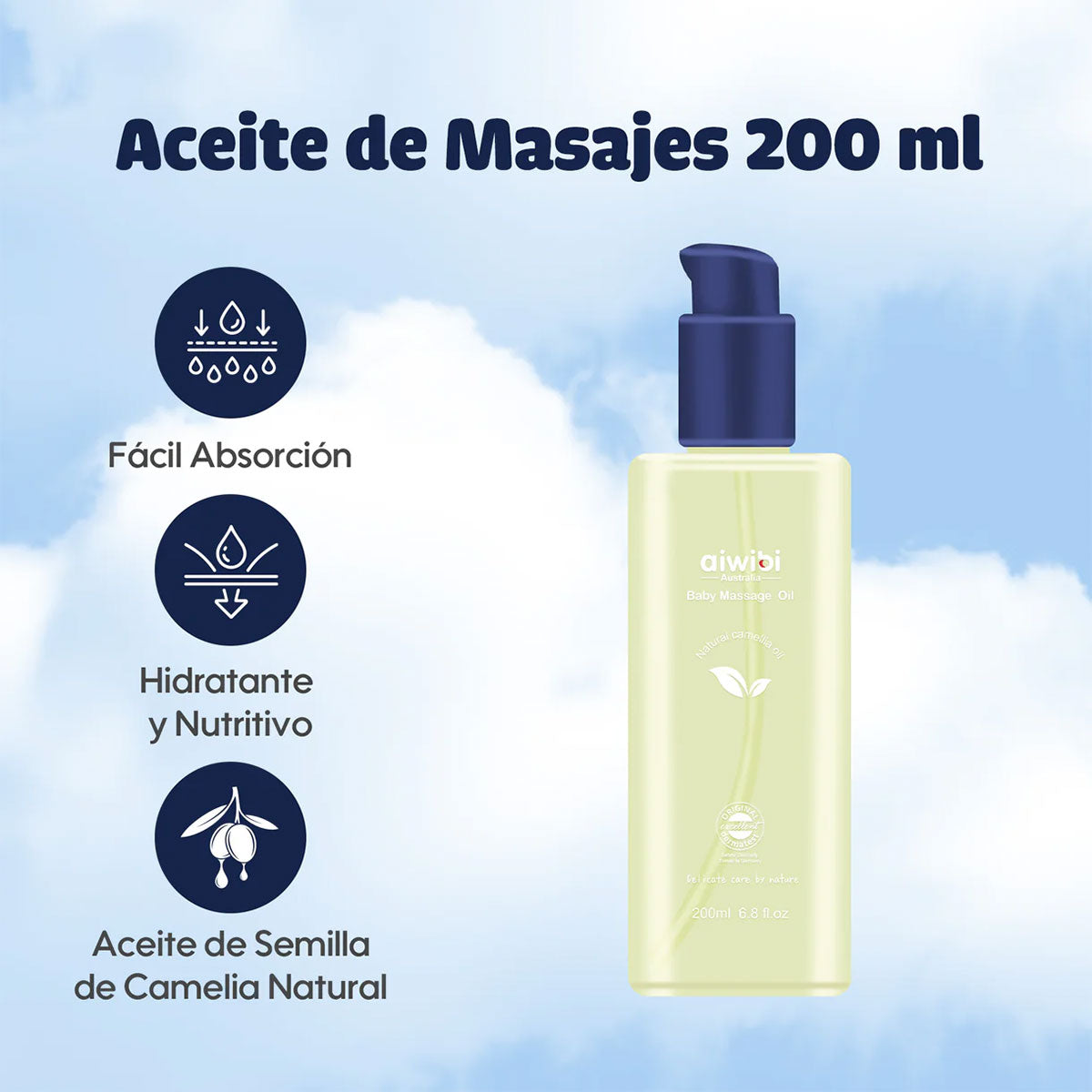Aceite de masaje relajante para bebés Aiwibi 200 ml