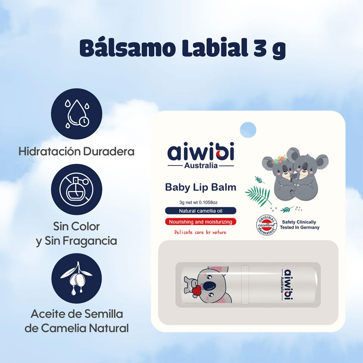 Bálsamo Labial para bebés Aiwibi 3 gr