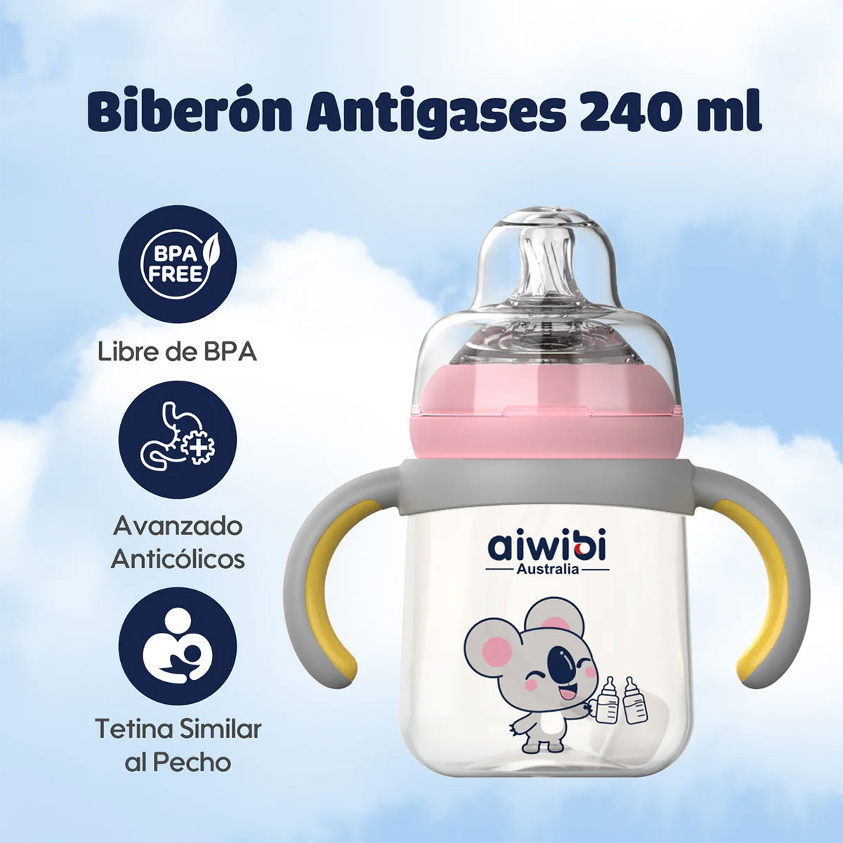 Biberón Antigases para bebés Aiwibi 240 ml