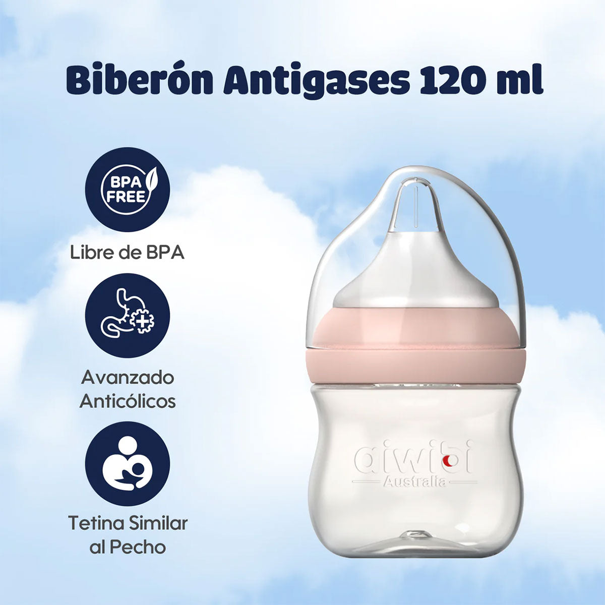 Biberón Antigases para bebés Recién Nacidos Aiwibi 120 ml