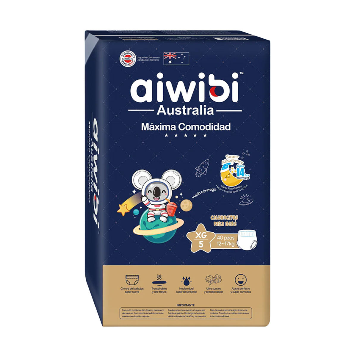 Pañales Aiwibi Pants (Calzoncitos) Dulce Noche XG (40 unidades) - 🇦🇺 Producto Australiano