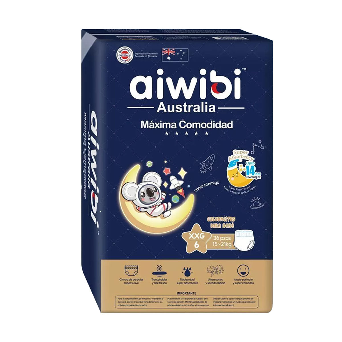 Pañales Aiwibi Pants (Calzoncitos) Dulce Noche XXG (36 unidades) - 🇦🇺 Producto Australiano