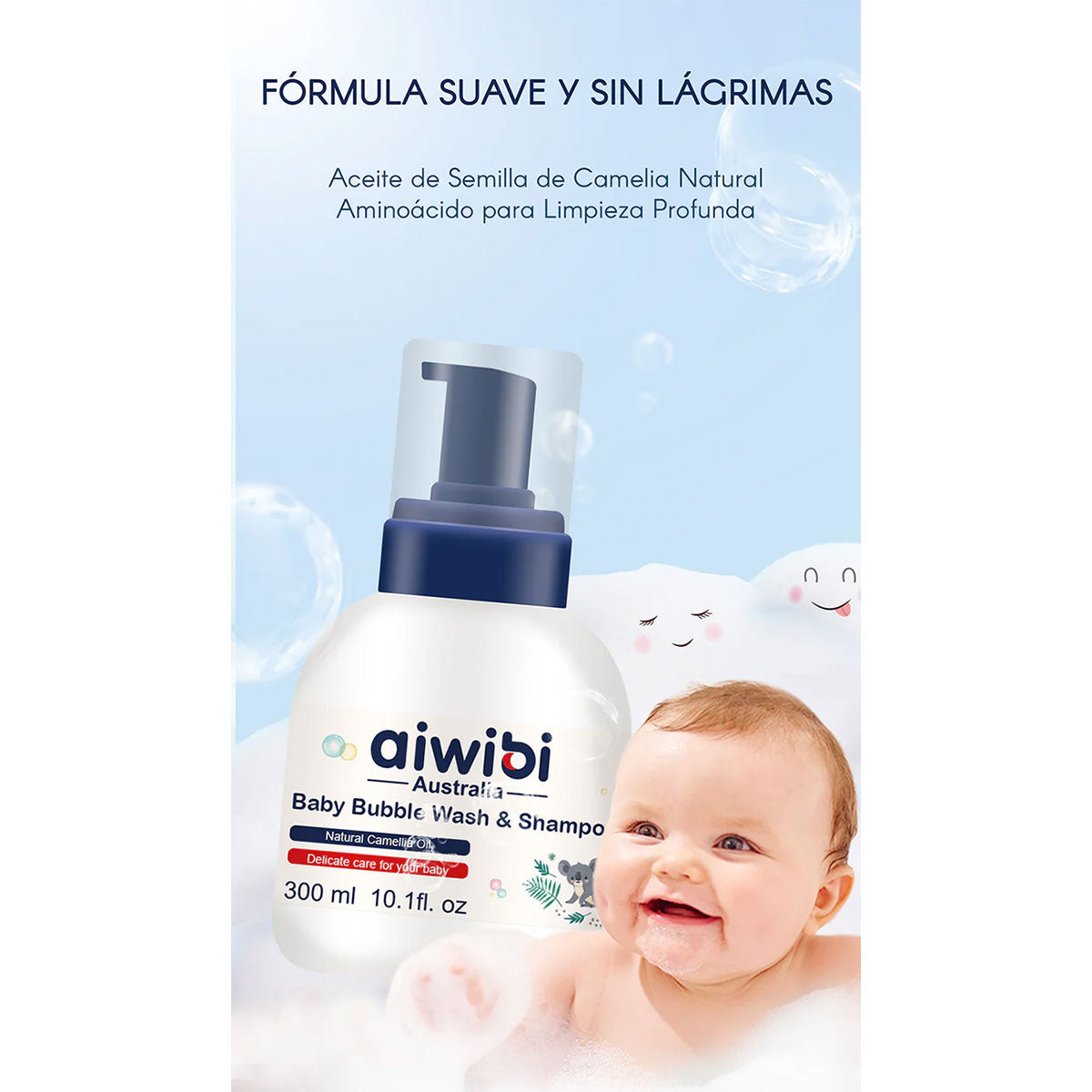 Gel de Baño y Shampoo de burbujas para bebés Aiwibi 300 ml