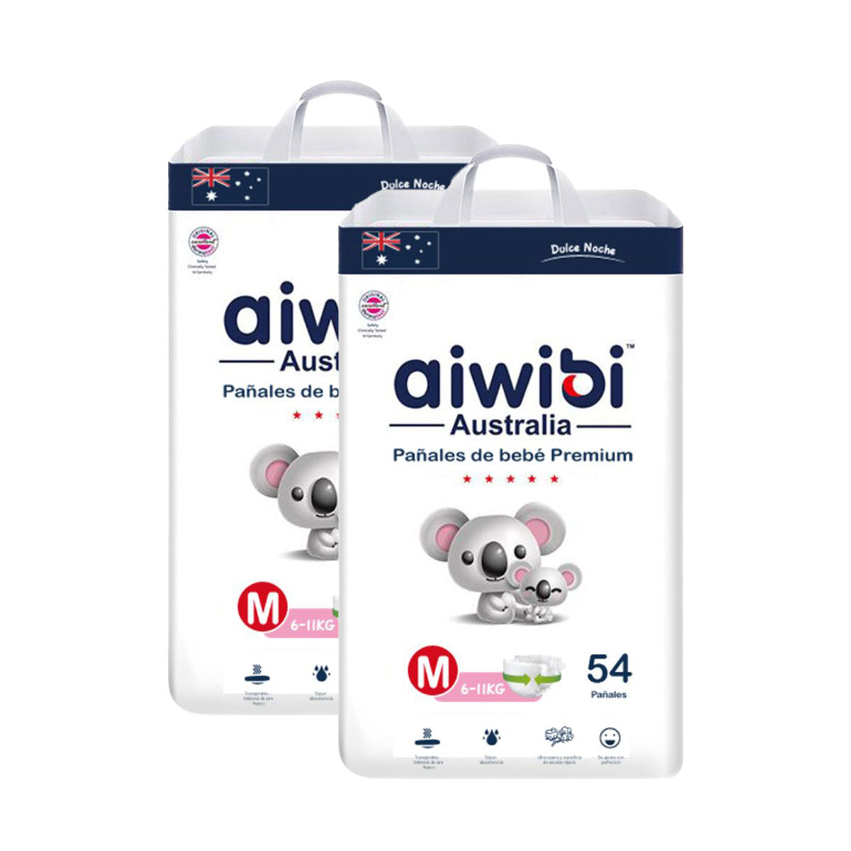 Pack Pañales Aiwibi Premium Dulce Noche M (54 unidades) 2x $25.990