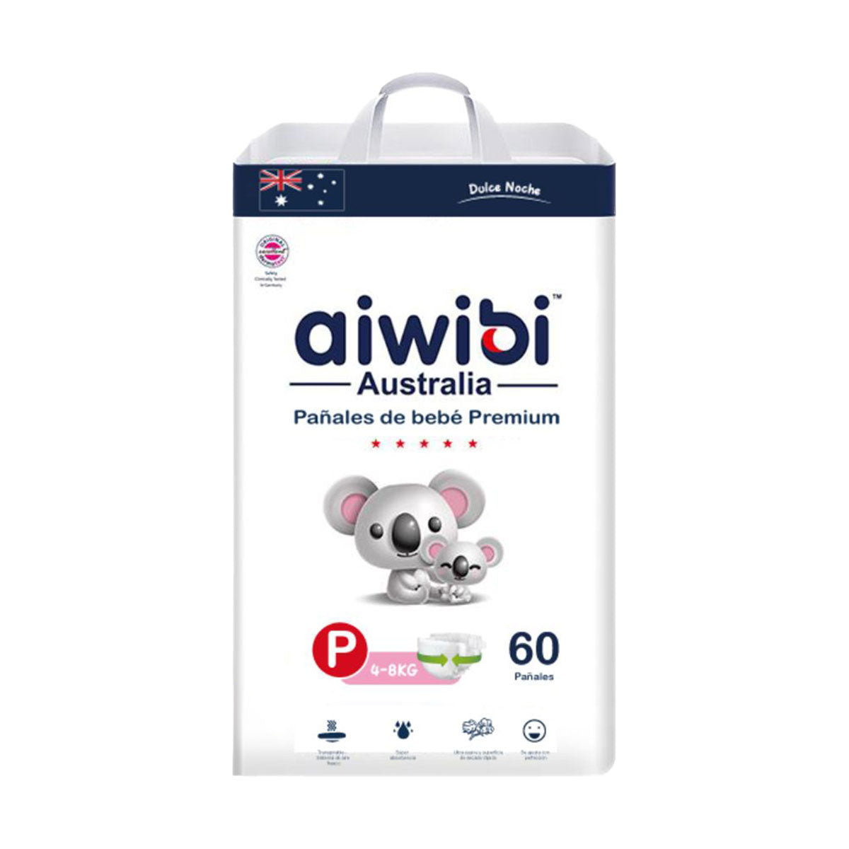 Pañales Aiwibi Premium Dulce Noche P (60 unidades) - 🇦🇺 Producto Australiano