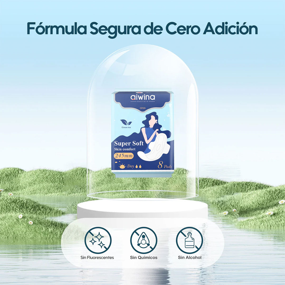 Toalla Femenina Día Súper Suave Ultradelgada 245 mm Aiwina (8 unidades)