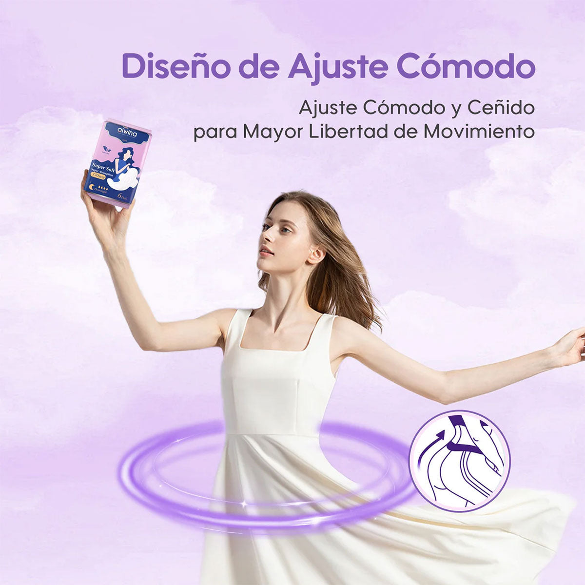 Toalla Femenina Noche Súper Suave Ultradelgada 330 mm Aiwina (6 unidades)