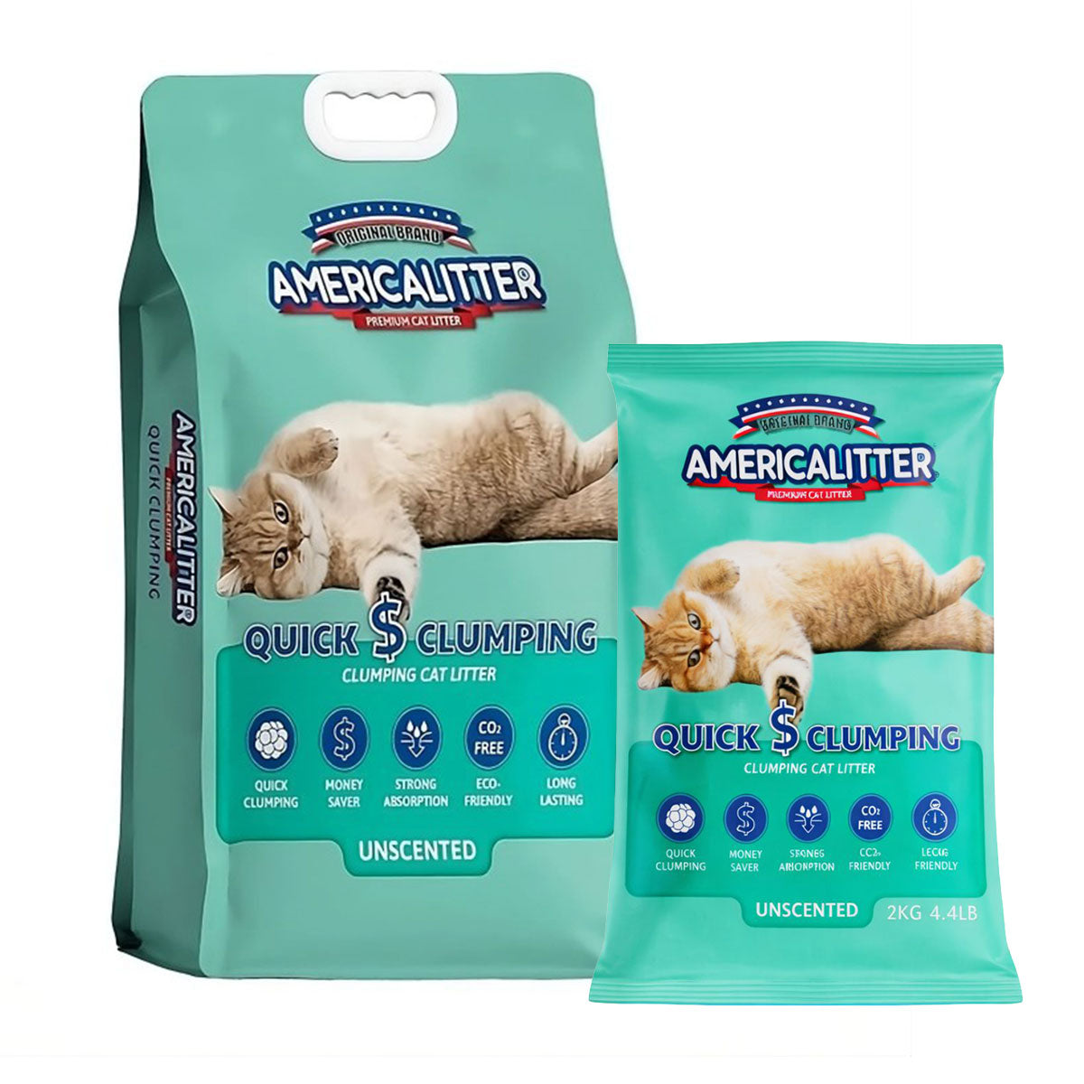 Arena para Gato Sin Aroma Quick Clumping America Litter 2 o 15 kg