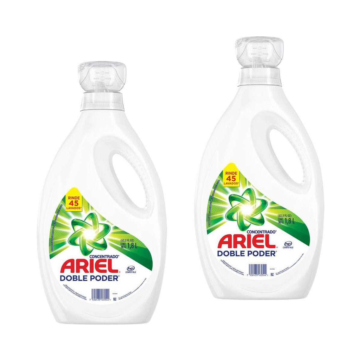 Pack Detergente líquido Ariel Doble Poder 1,8 lts 2x $13.990