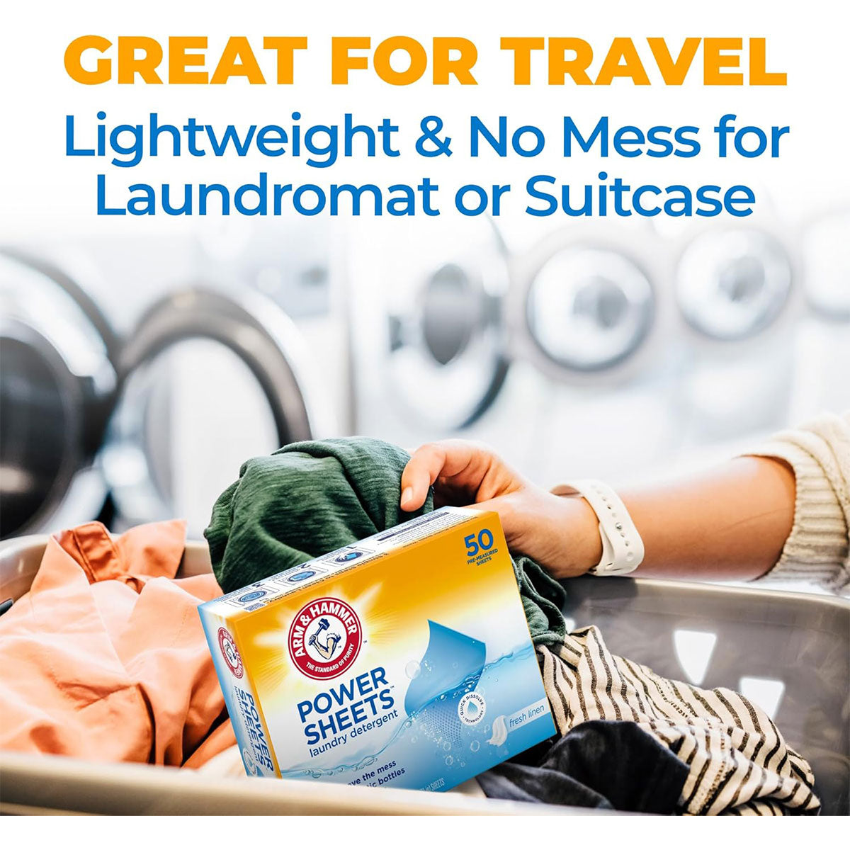 Detergente para ropa en hojas Power Sheets Arm & Hammer (50 unidades)