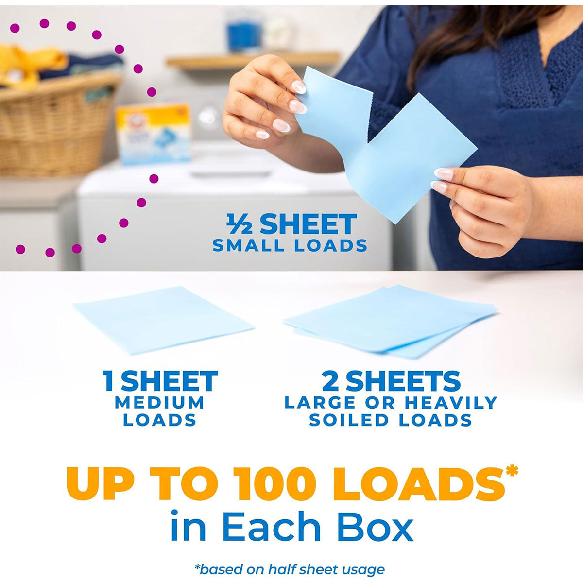 Detergente para ropa en hojas Power Sheets Arm & Hammer (50 unidades)