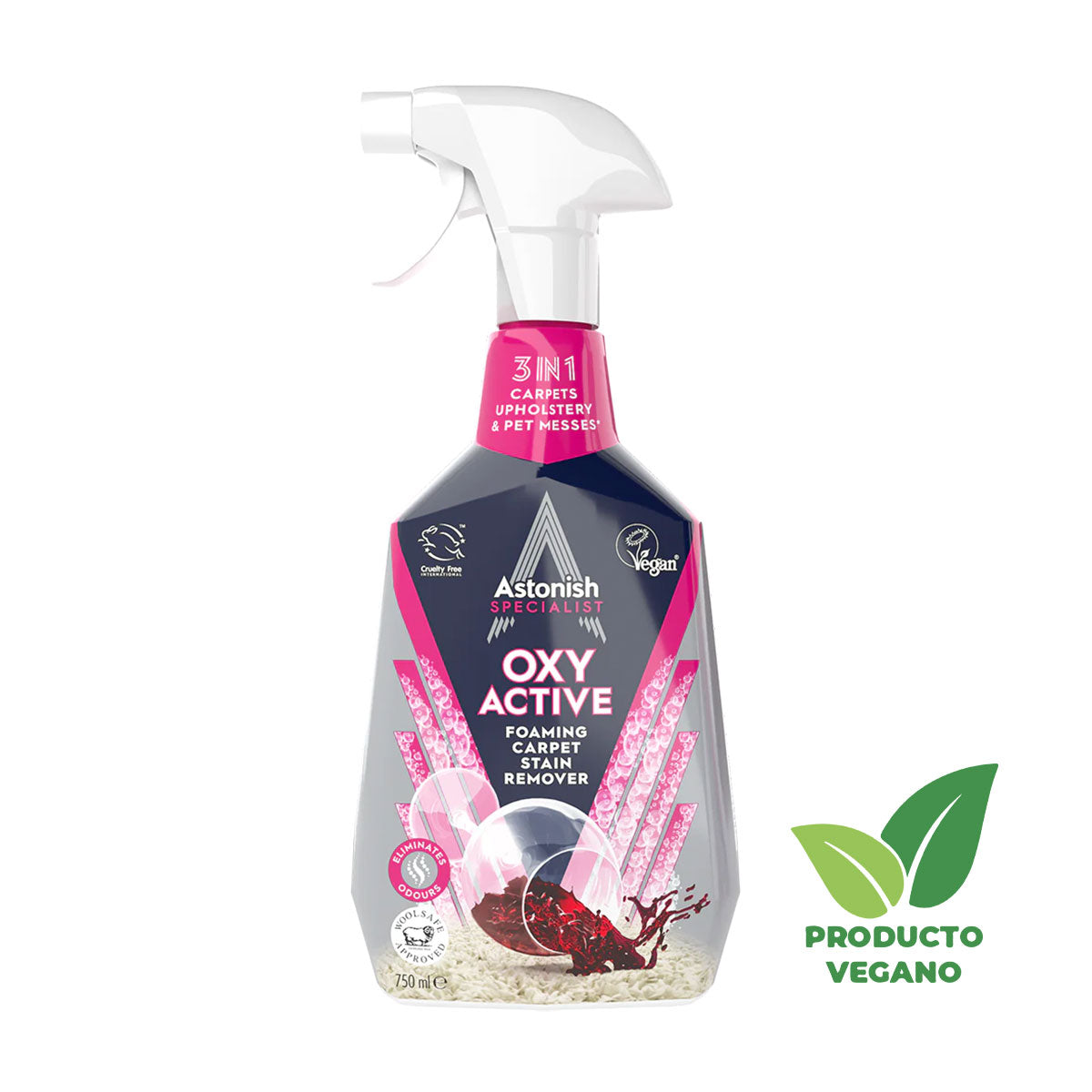 Quitamanchas de alfombras en espuma 3 en 1 Oxy Active 750 ml Astonish - 🌱 🇬🇧 Producto Vegano del Reino Unido