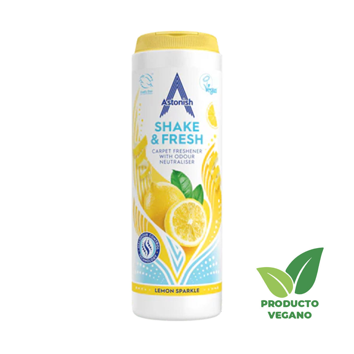 Aromatizante y Removedor de Olores de Alfombras Shake & Fresh Carpet Freshener aroma Lemon Sparkle Astonish 350 gr - 🌱 🇬🇧 Producto Vegano del Reino Unido