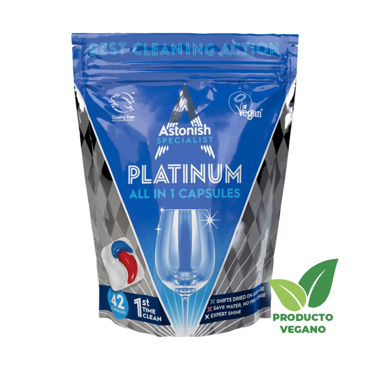 Tabletas Lavavajillas Platinum All in 1 Astonish Specialist (42 unidades) - 🌱 🇬🇧 Producto Vegano del Reino Unido