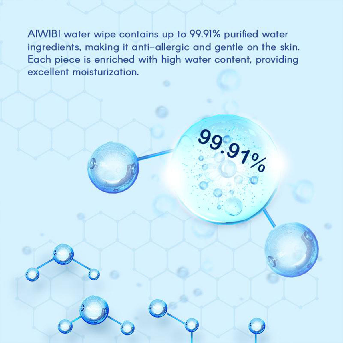 Toallitas Húmedas Aiwibi 99.91% Pure Water Premium (80 unidades)