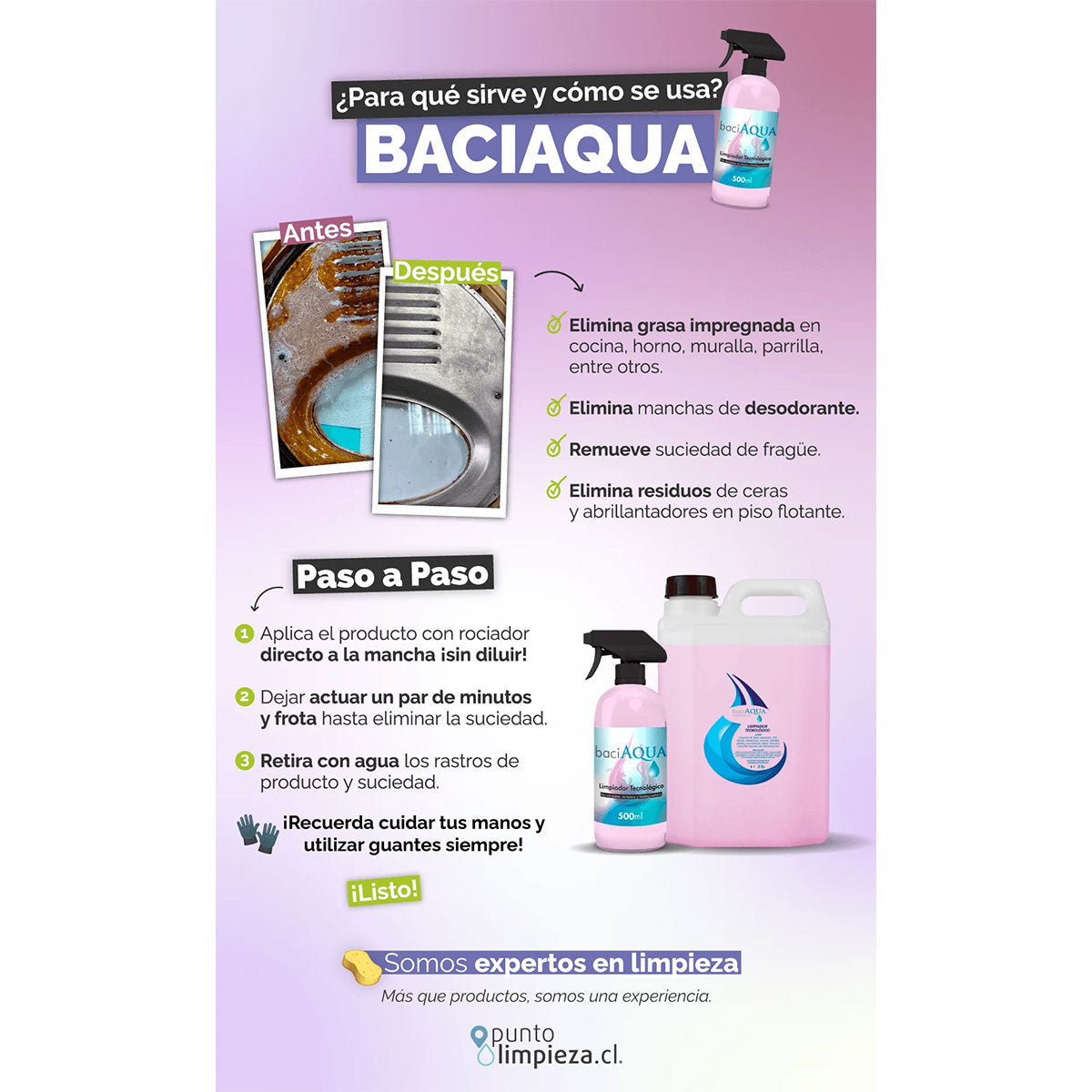 Limpiador multiusos no tóxico, no corrosivo BaciAqua 500 ml - 🌱 Biodegradable