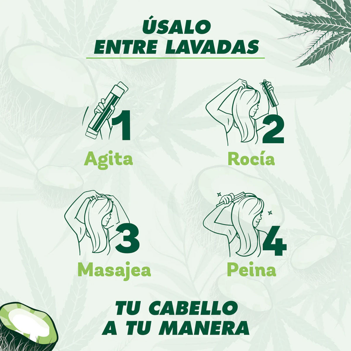 Shampoo en Seco para el cabello fragancia Naturally Hemp & Coconut Milk Batiste 200 ml