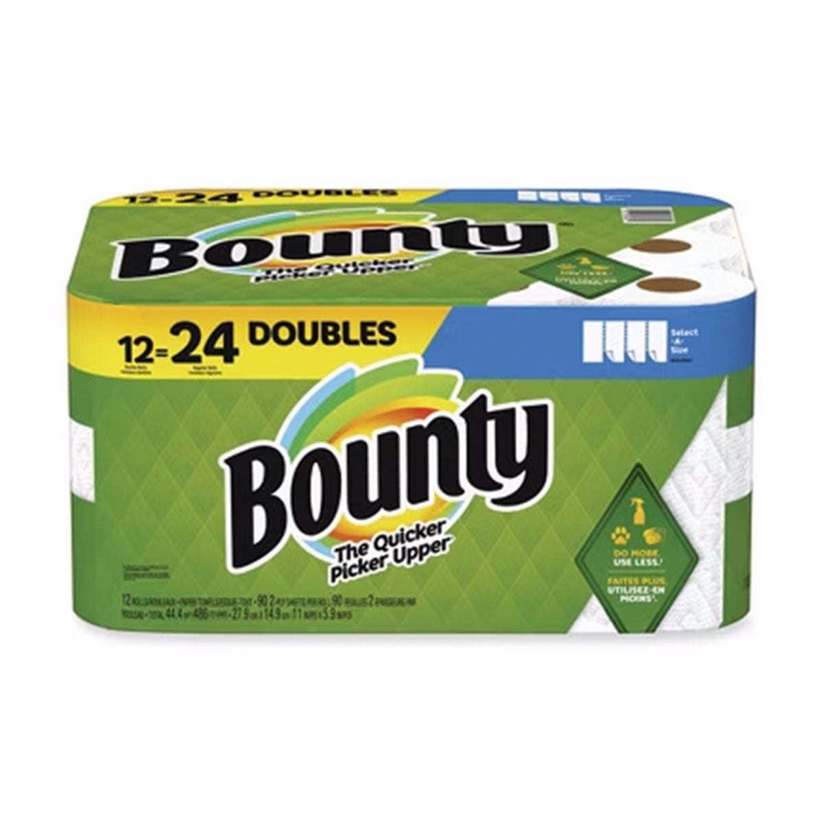 Toalla de papel Bounty Select-A-Size Doble Hoja 90 hojas (12 rollos grandes)