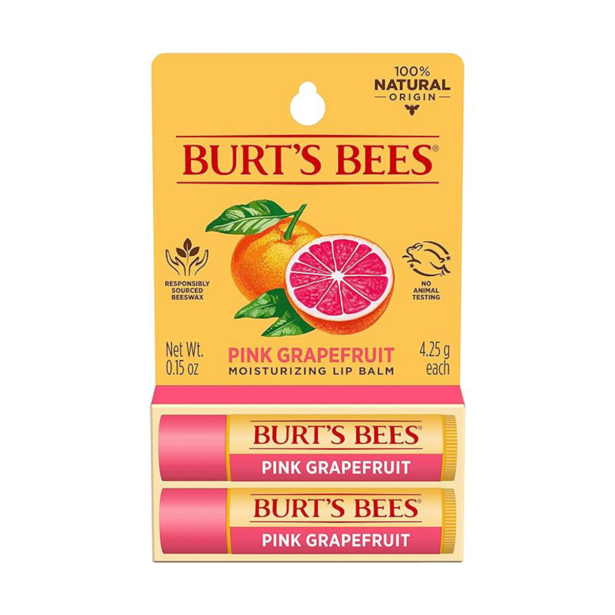 Pack 2x Bálsamo labial Blister Toronja Rosada (Pink Grapefruit) Burt’s Bees 4 gr - 🐝🍃 producto 100% natural