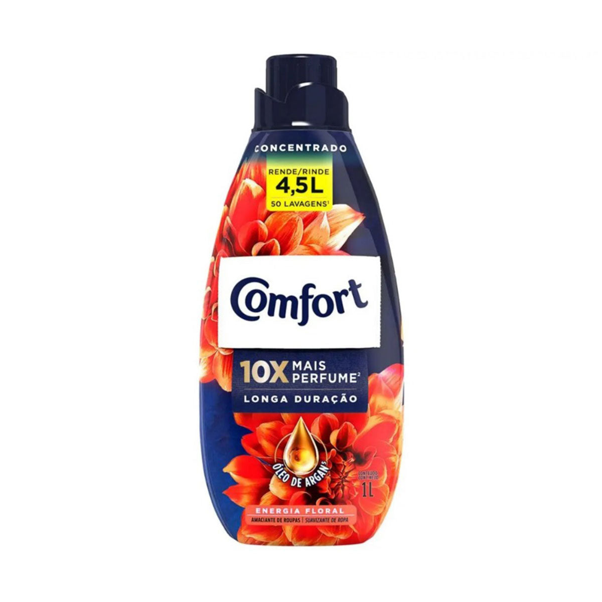 Suavizante Concentrado de ropa Comfort Aceite de Argans Energía Floral 1 lt (rinde 4,5 lts)