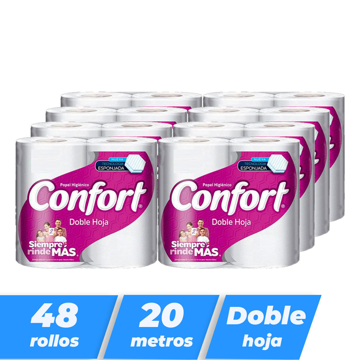 Papel higiénico Confort Doble hoja 20 metros (48 rollos)