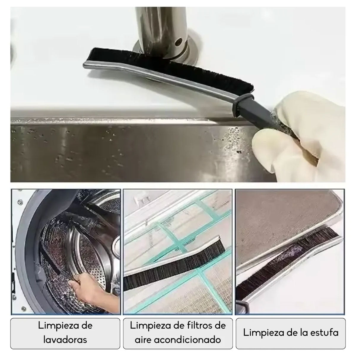 Cepillo escobilla de limpieza para espacios estrechos (1 cepillo, negro)