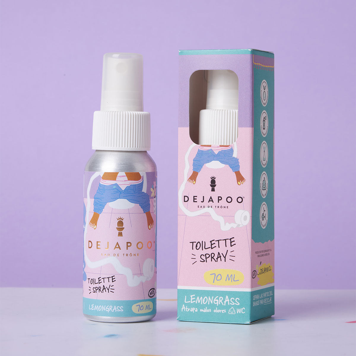 Spray para baño aroma Lemongrass 70 ml Dejapoo | Neutraliza y elimina olores con frescura herbal