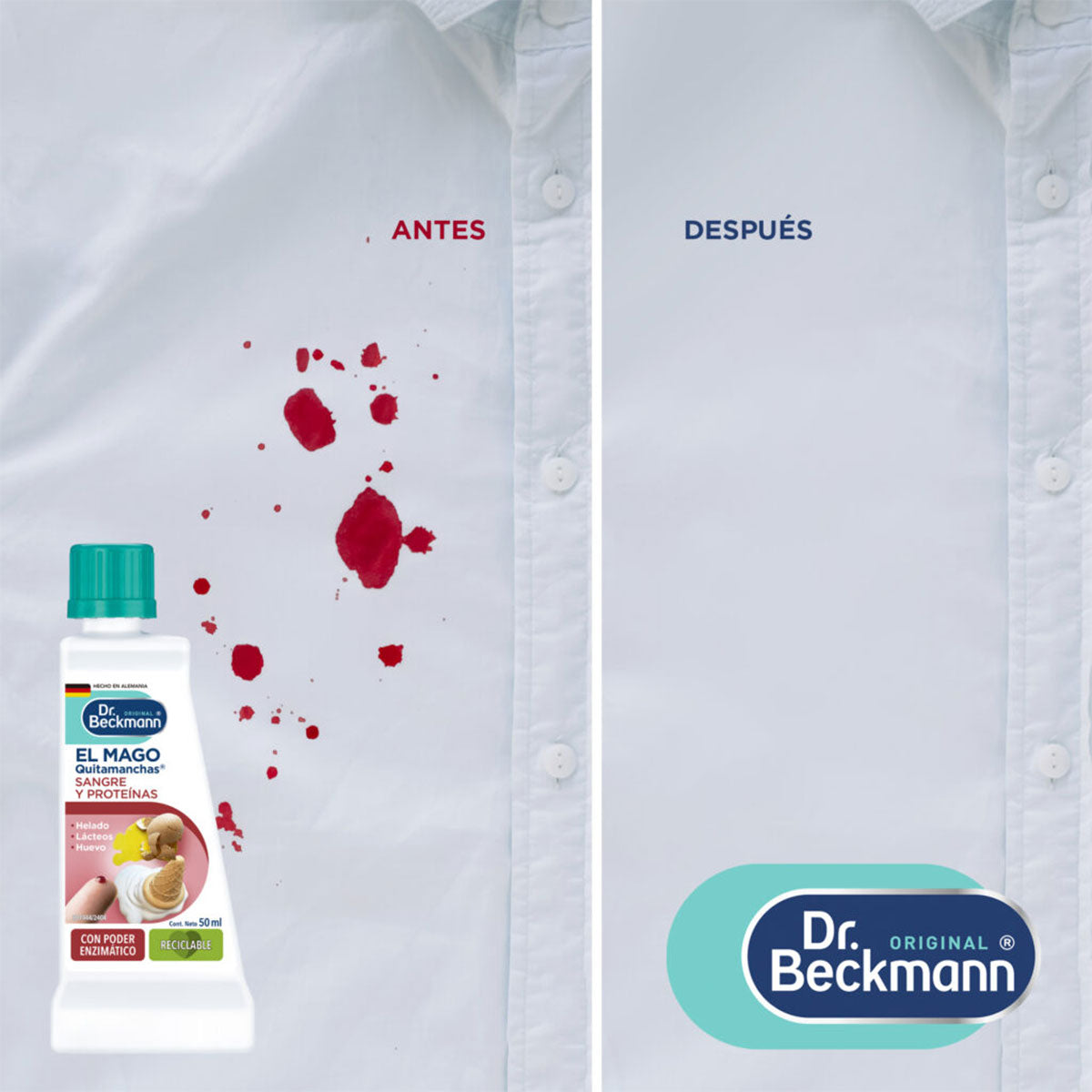 Quitamanchas El Mago Sangre y Proteínas 50 ml Dr. Beckmann. Producto Alemán Sustentable