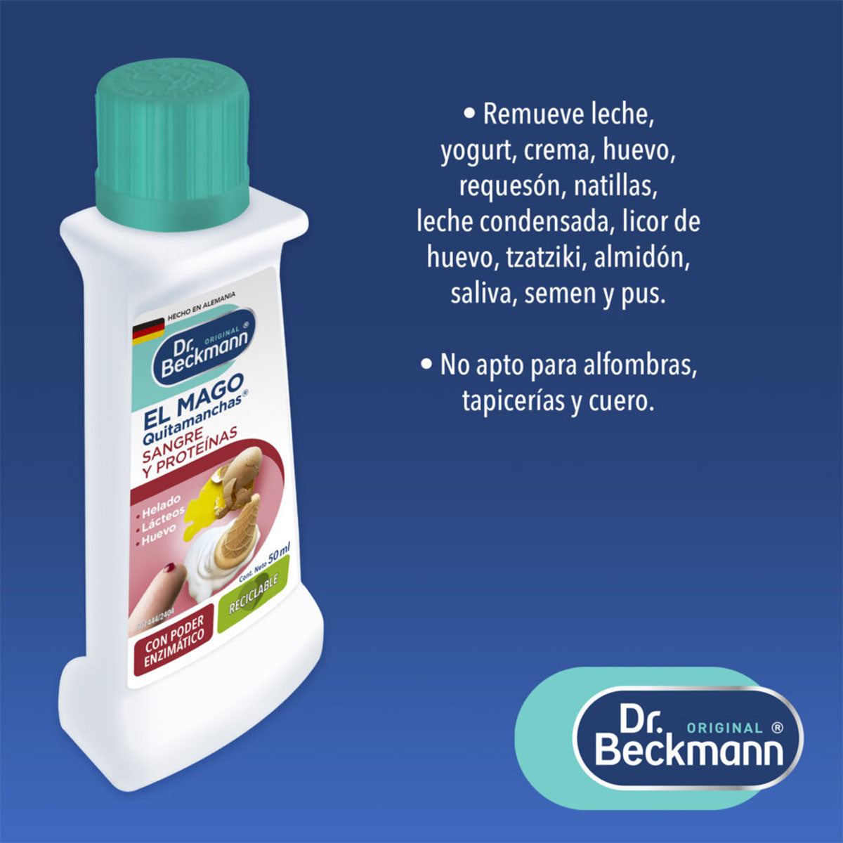Quitamanchas El Mago Sangre y Proteínas 50 ml Dr. Beckmann. Producto Alemán Sustentable