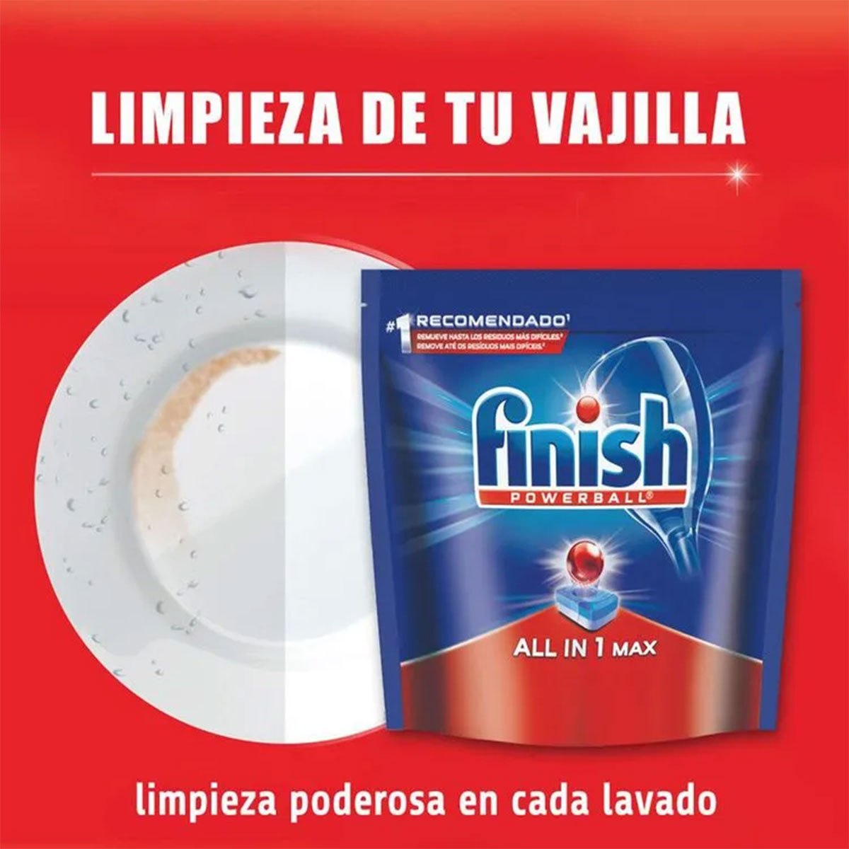 Detergente lavavajillas en Tabletas Powerball Finish (30 unidades)