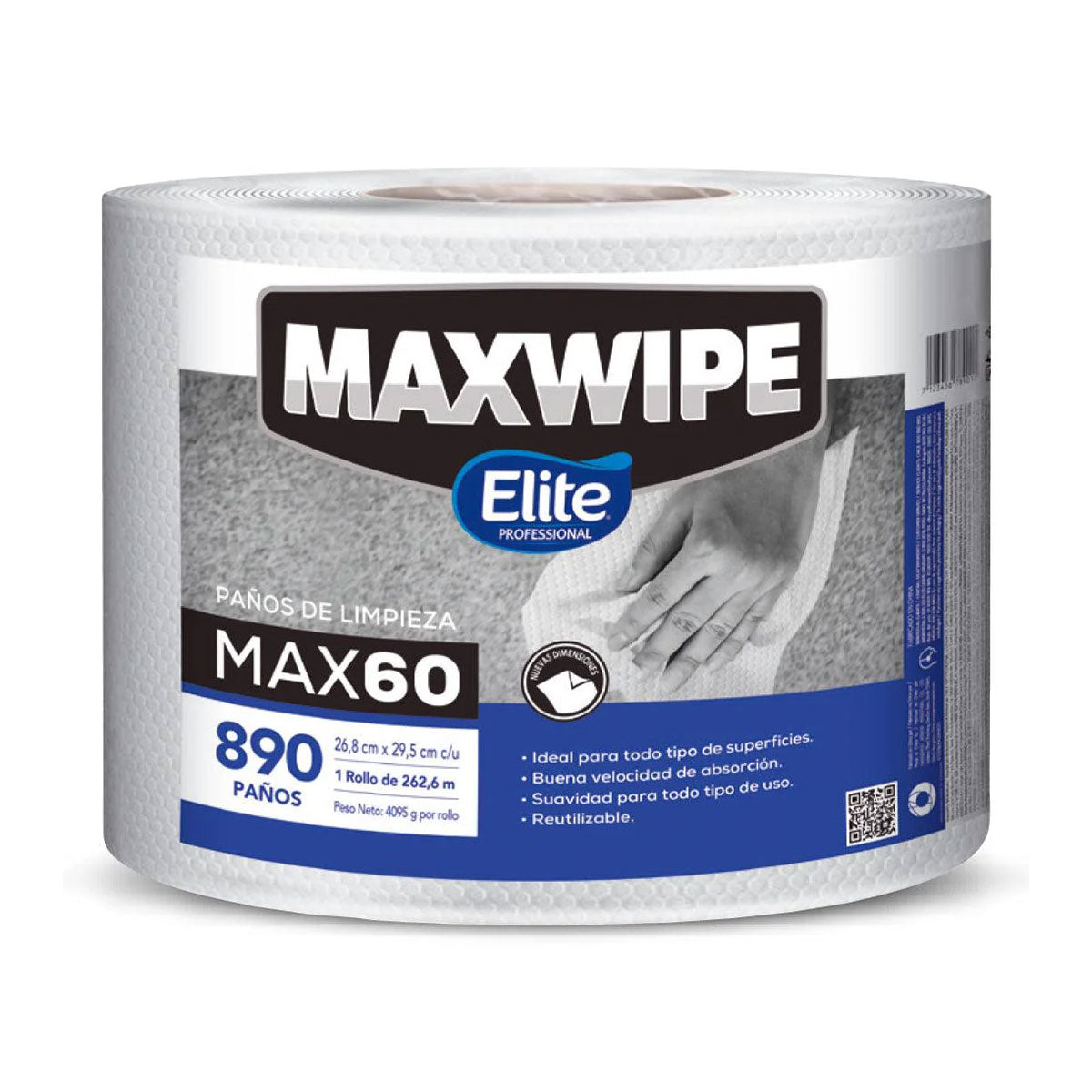 Paños de Limpieza Reutilizables MaxWipe MAX60 Elite 890 paños (1 rollo de 262,6 metros)