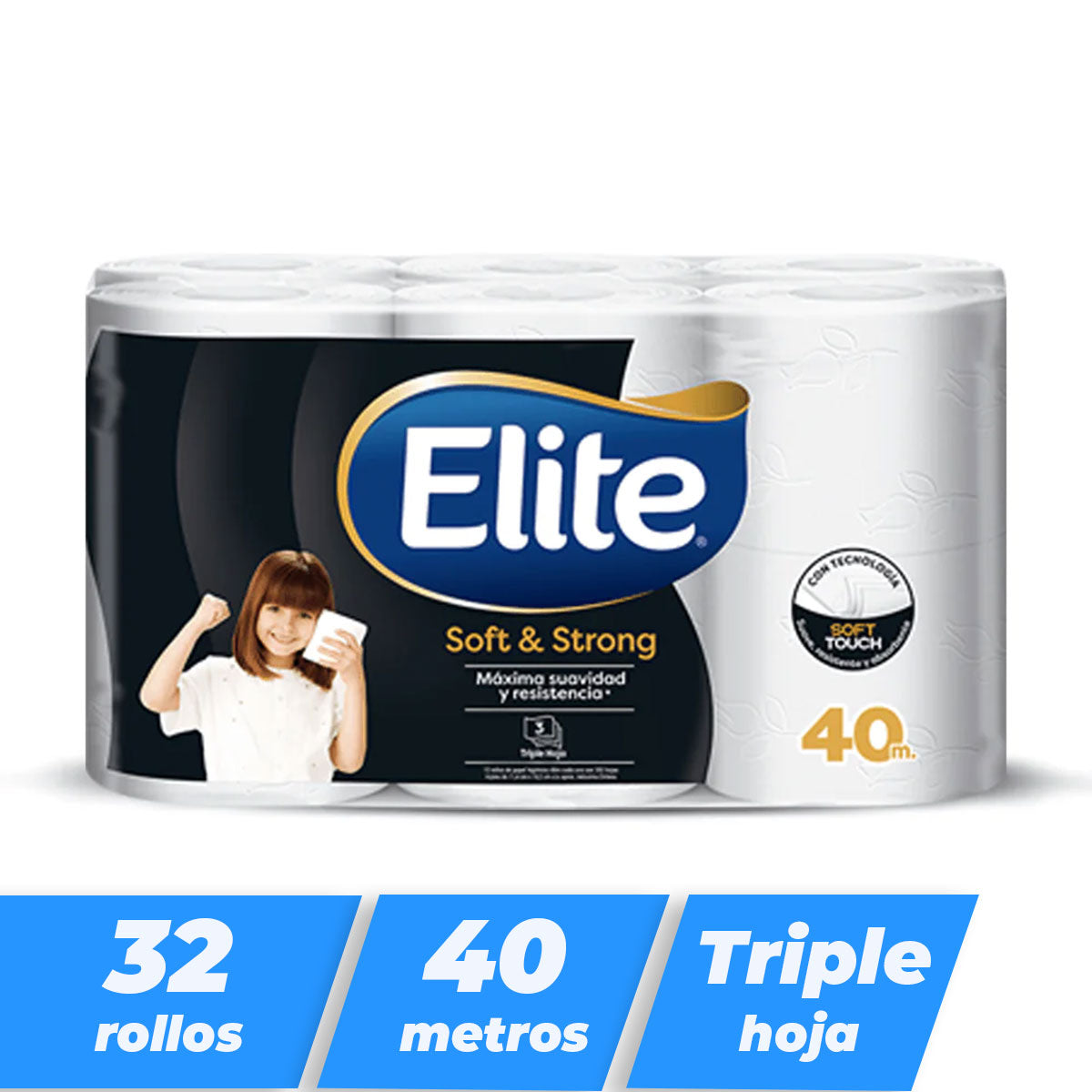 Papel higiénico Elite Soft & Strong Triple hoja 40 metros (32 rollos)