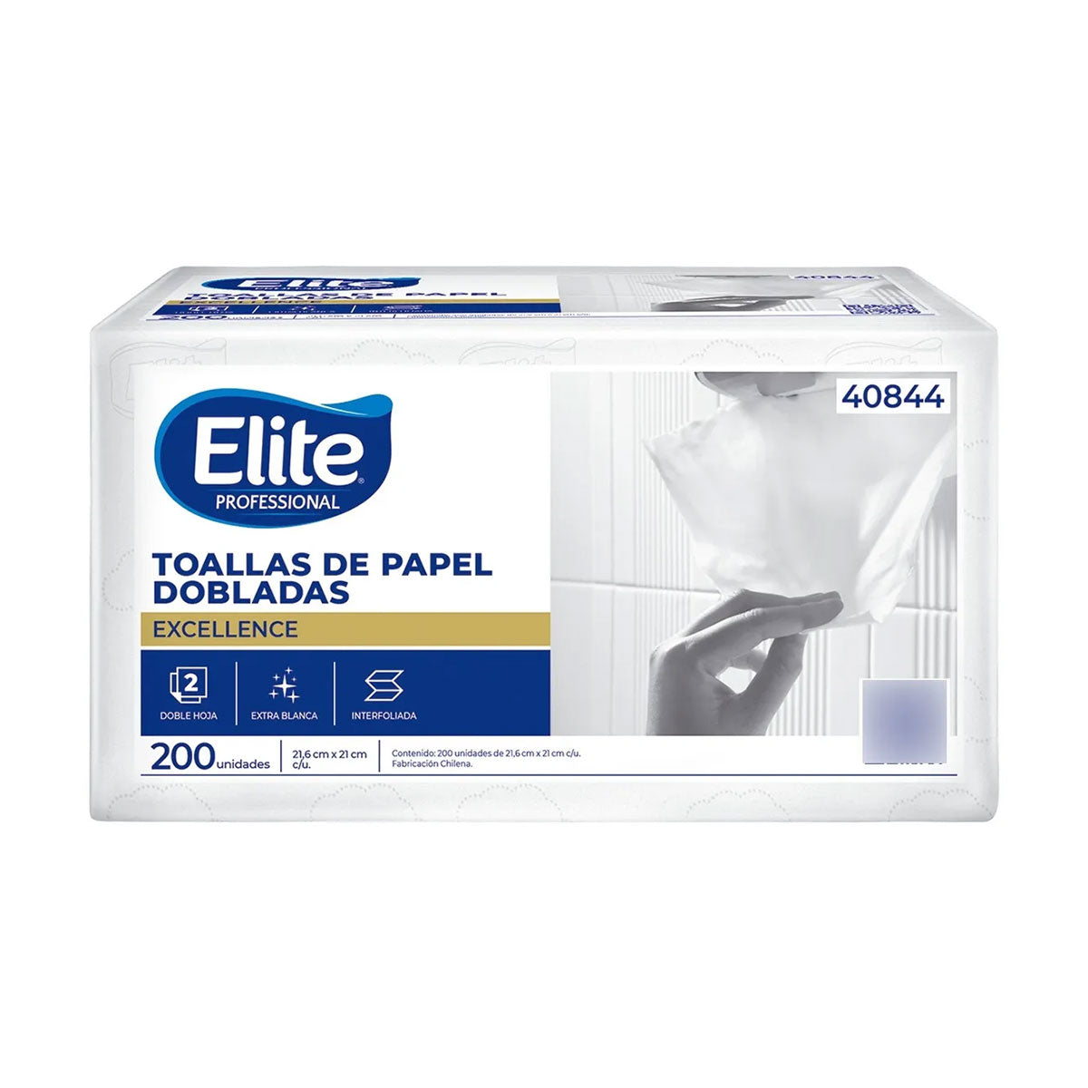 Toallas de papel Dobladas Interfoliadas Doble Hoja Elite Professional Excellence 200 unidades