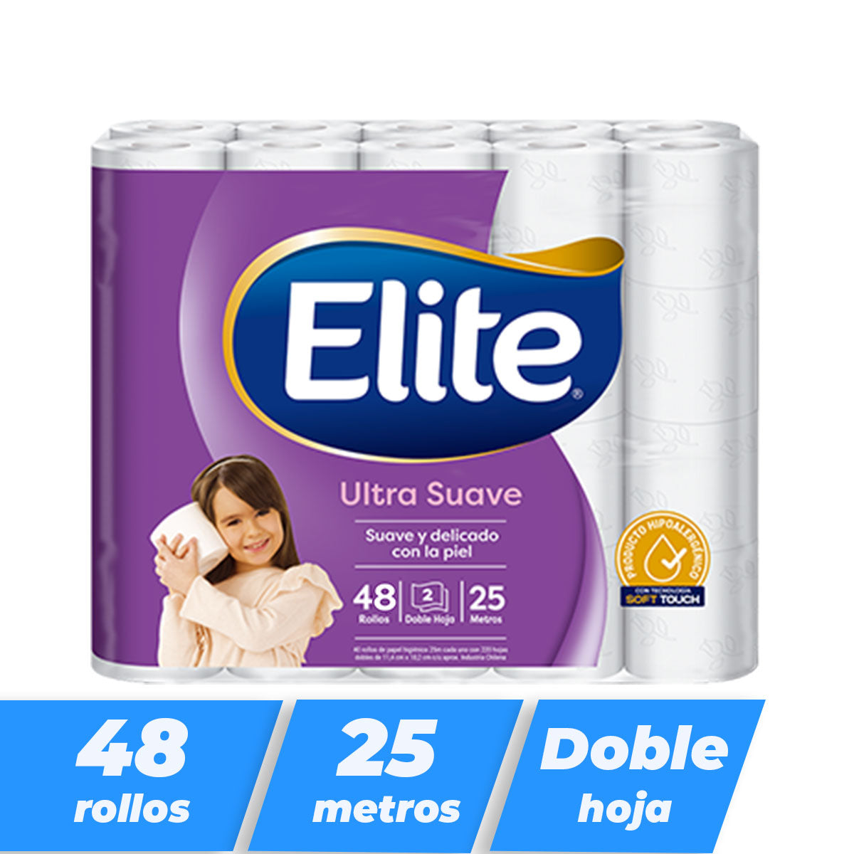 Papel higiénico Elite Ultra Doble hoja 25 metros (48 rollos)