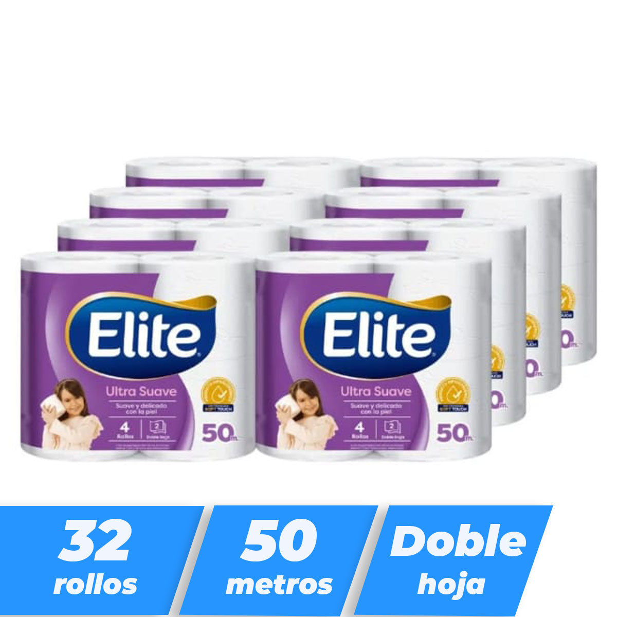 Papel higiénico Elite Ultra Doble hoja 50 metros (32 rollos)