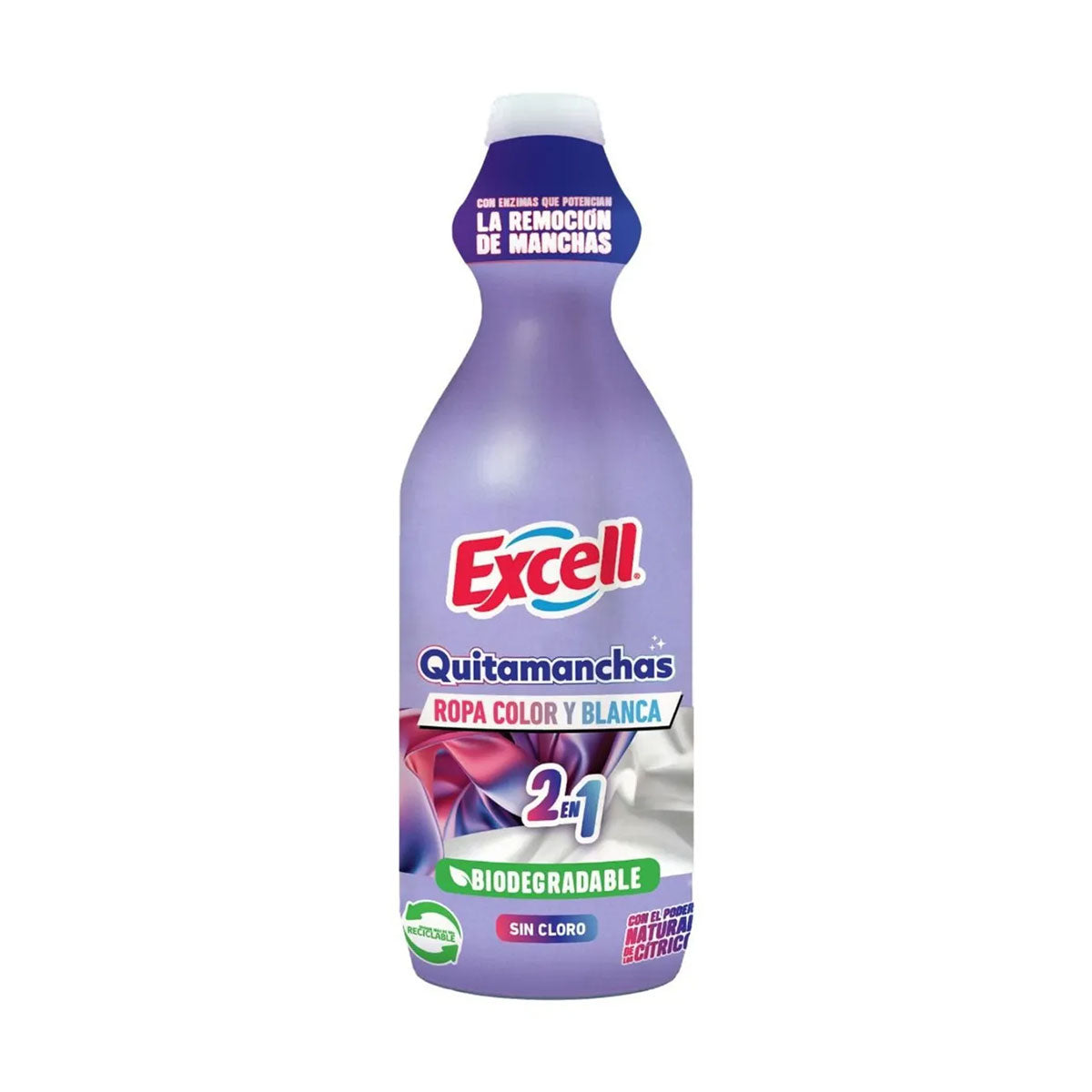 Quitamanchas Líquido 2 en 1 Ropa Color y Blanca sin cloro Excell 960 ml