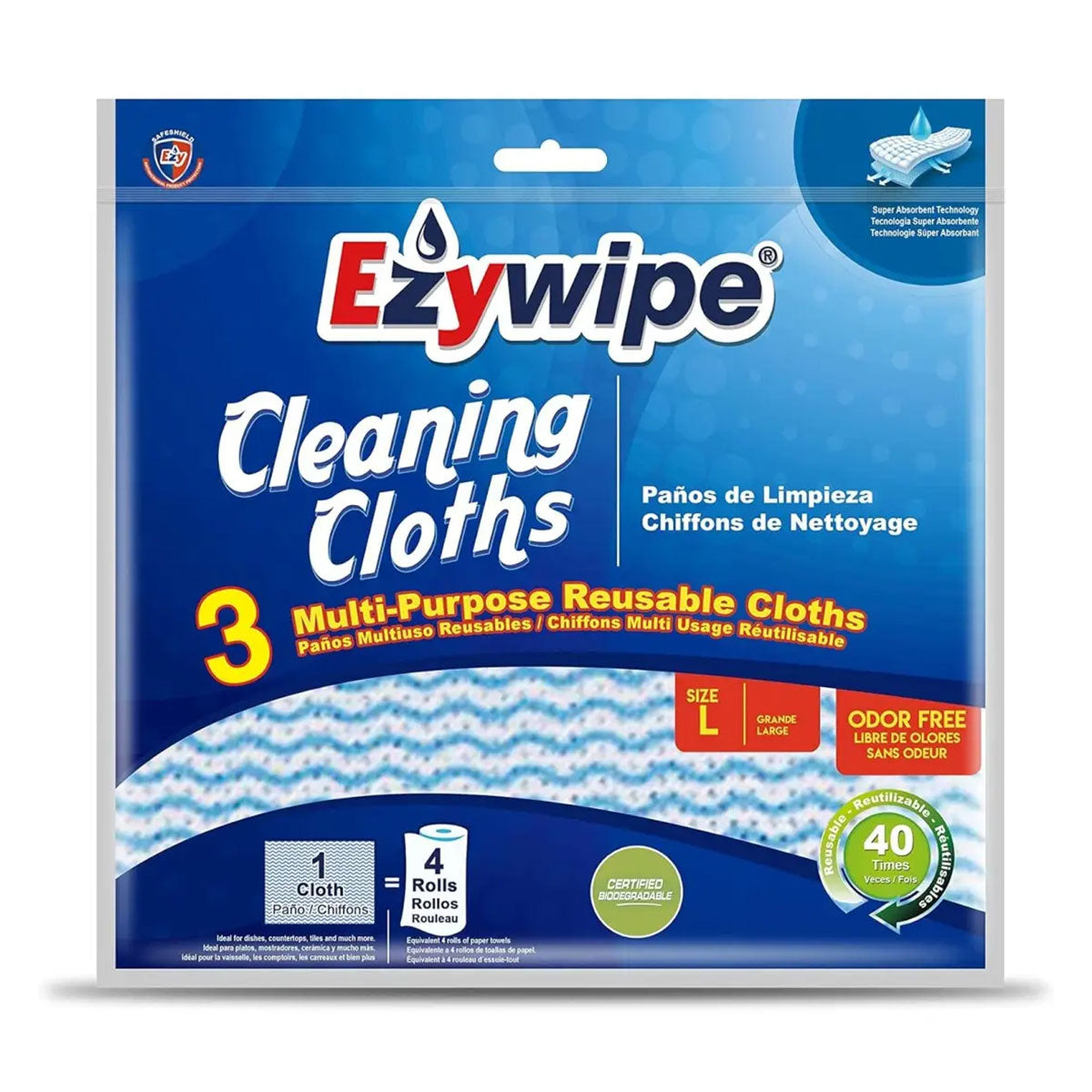Paños de Limpieza Reutilizables Multiuso Ezywipe (3 unidades) - 🌱 🇺🇸 Producto ecológico e hipoalargénico