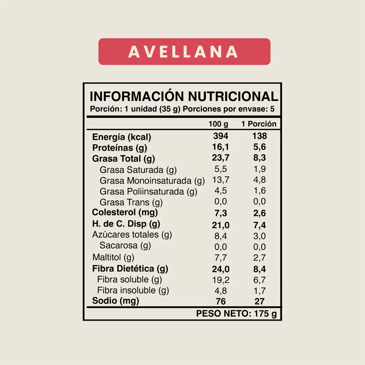 Barrita +FIT Low Carb 6 gr de Proteína sabor Avellana Wild 35 gr 1 unidad