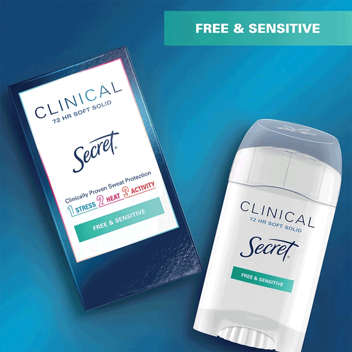Desodorante antisudoral Invisible Solid Clinical aroma Free & Sensitive Secret 45 gr