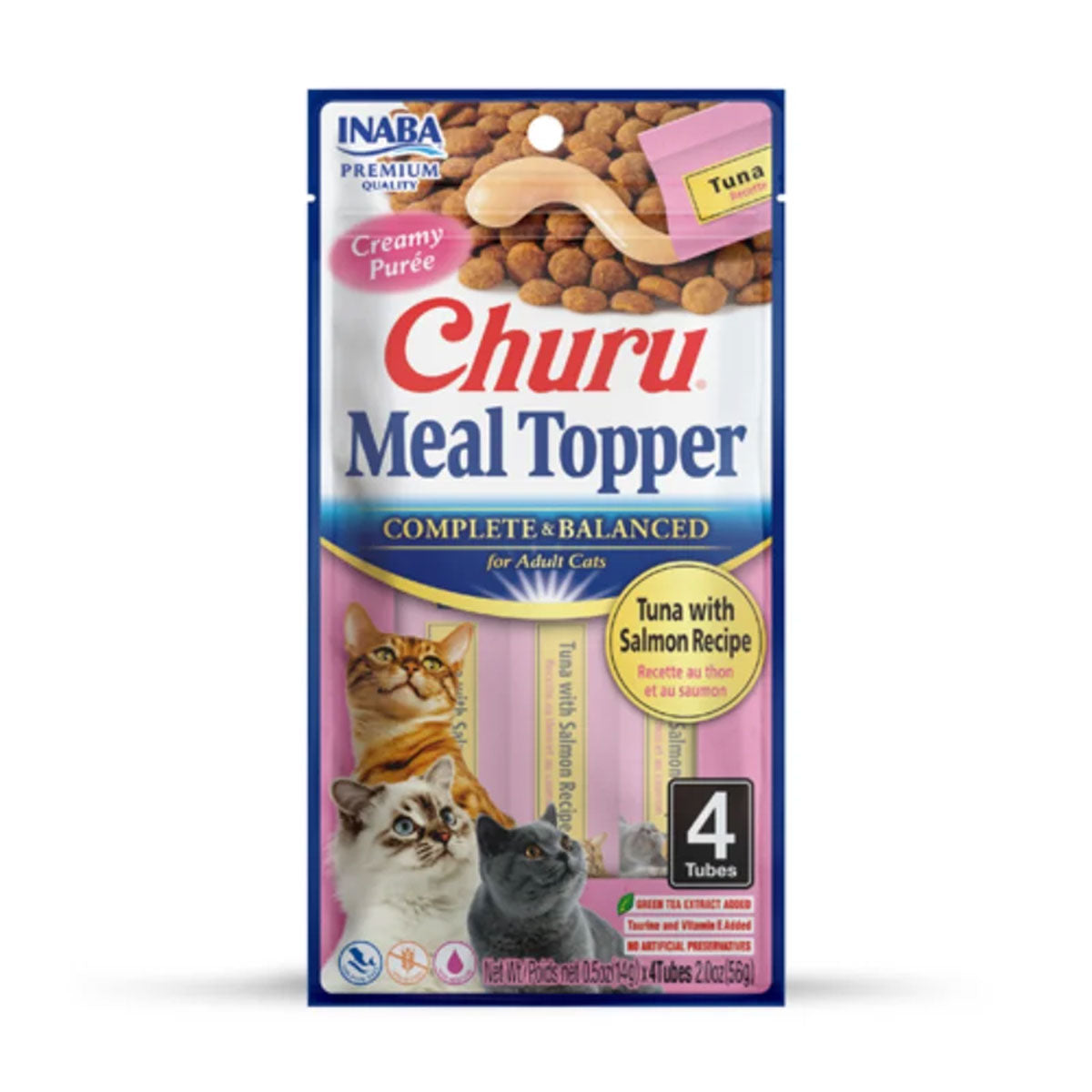 Churu para Gatos Meal Topper (topper o saborizante) sabor Receta Atún con Salmón Inaba (4 tubos de 14 gr)