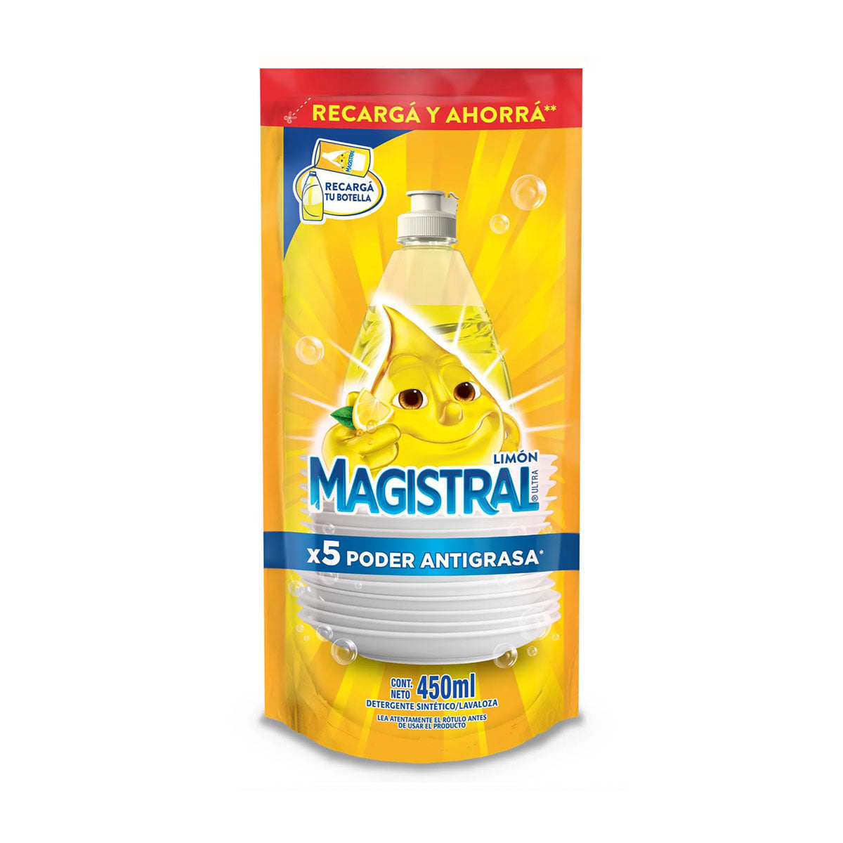 Lavalozas Ultra Desengrasante Limón Magistral recarga Doy pack 450 ml