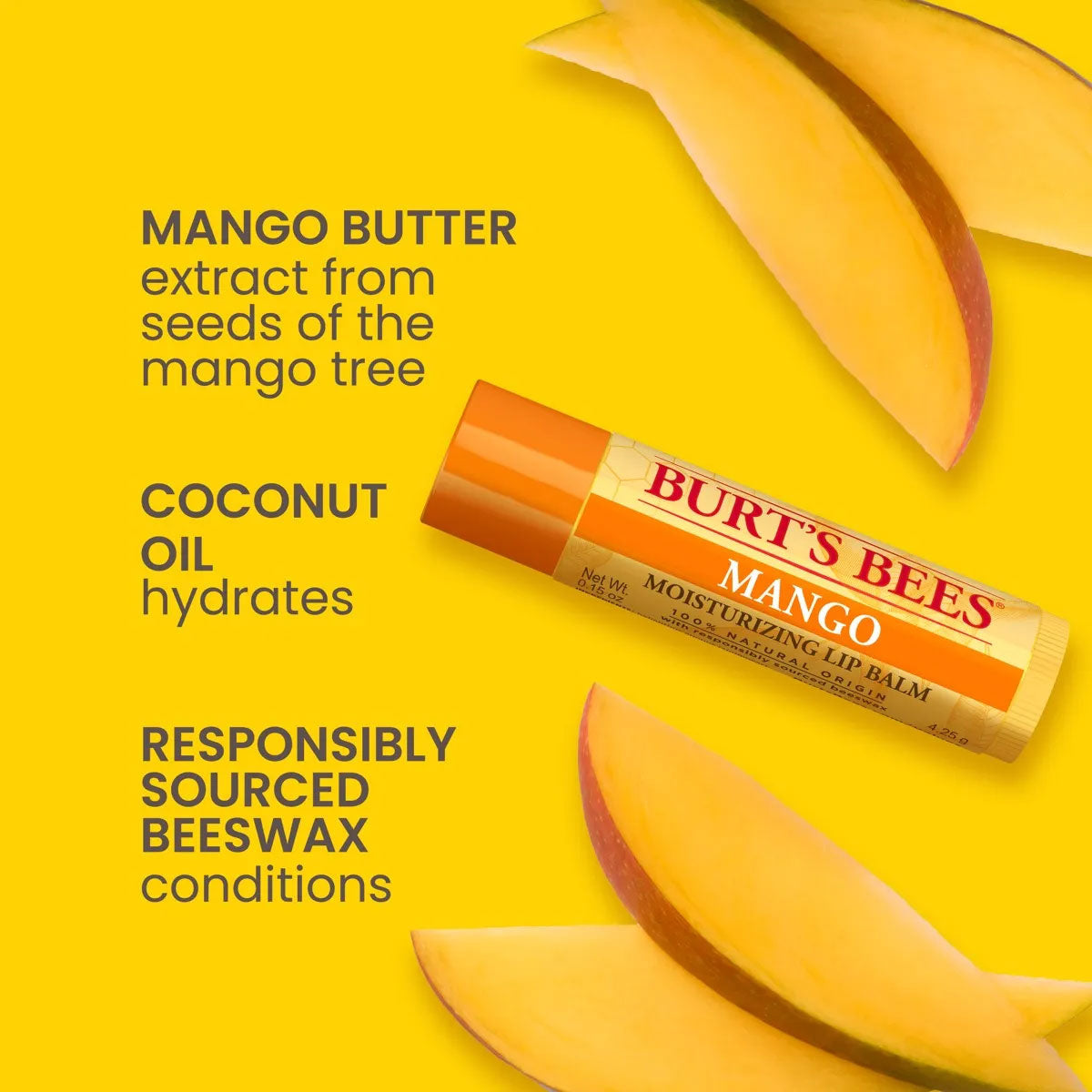 Bálsamo labial Blister Mango Burt’s Bees 4 gr - 🐝🍃 producto 100% natural