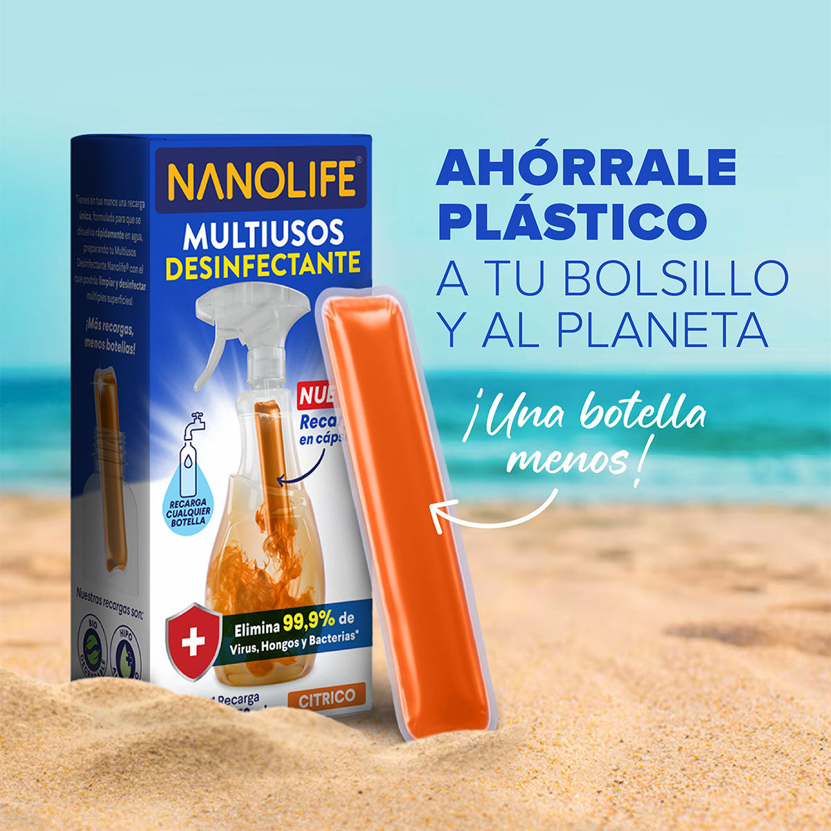 Recarga Limpiador multiusos desinfectante aroma lavanda 30 ml diluible rinde hasta 750 ml Nanolife. 🇨🇱🍃 Producto Chileno Sustentable