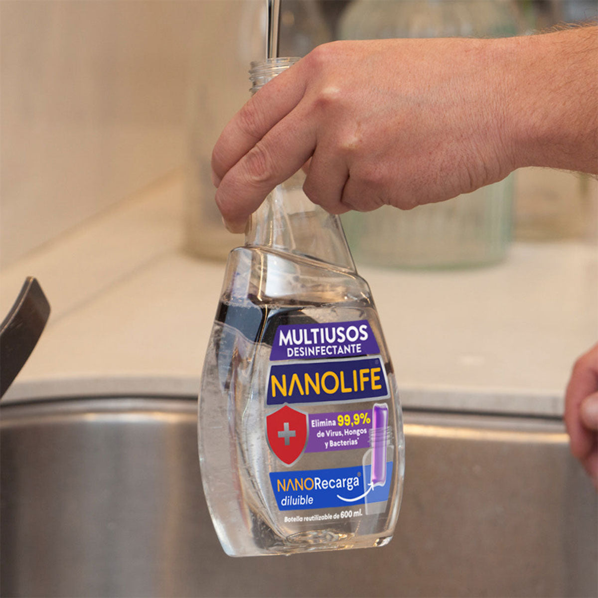 Recarga Limpiador multiusos desinfectante aroma cítrico 30 ml diluible rinde hasta 750 ml Nanolife. 🇨🇱🍃 Producto Chileno Sustentable