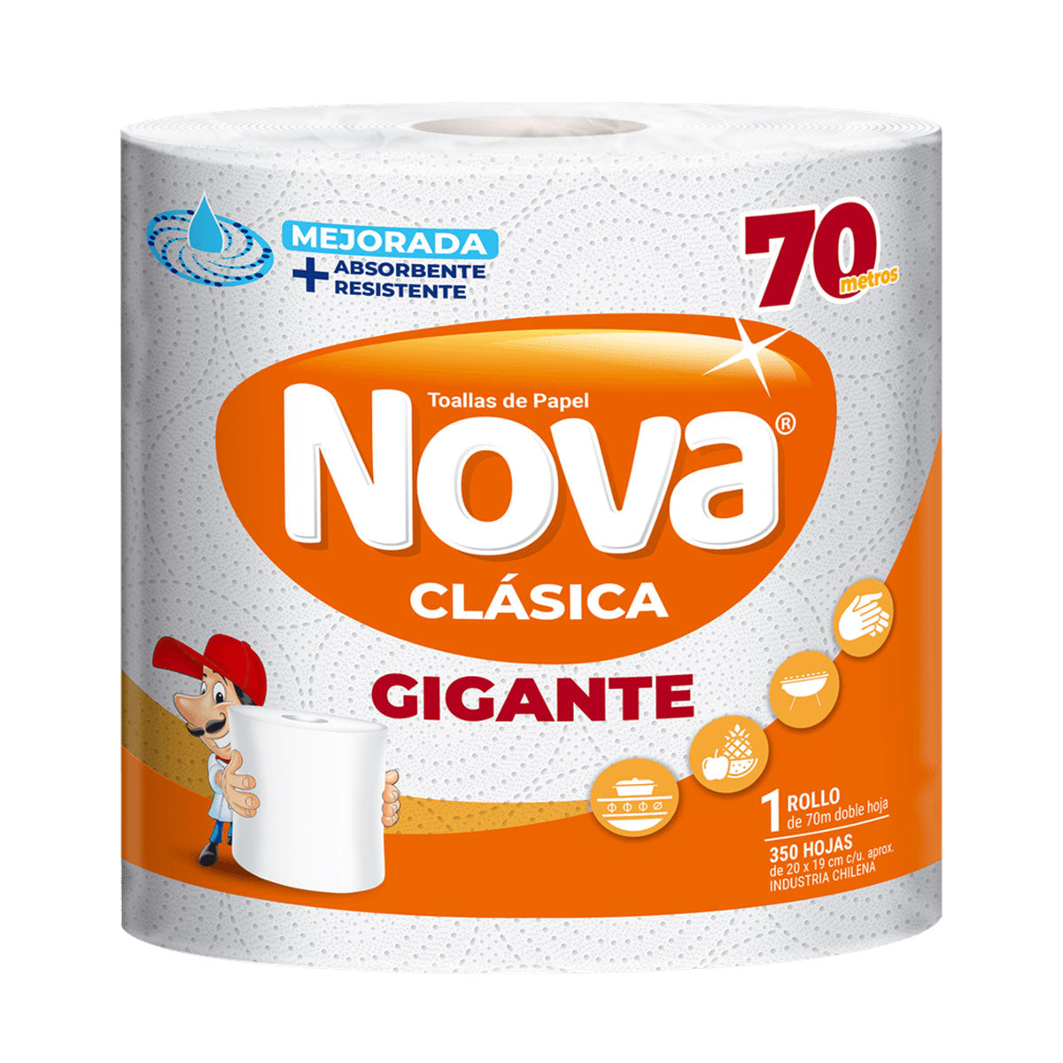 Toalla de papel Doble Hoja Gigante Clásica Nova 70 metros (1 rollo grande)