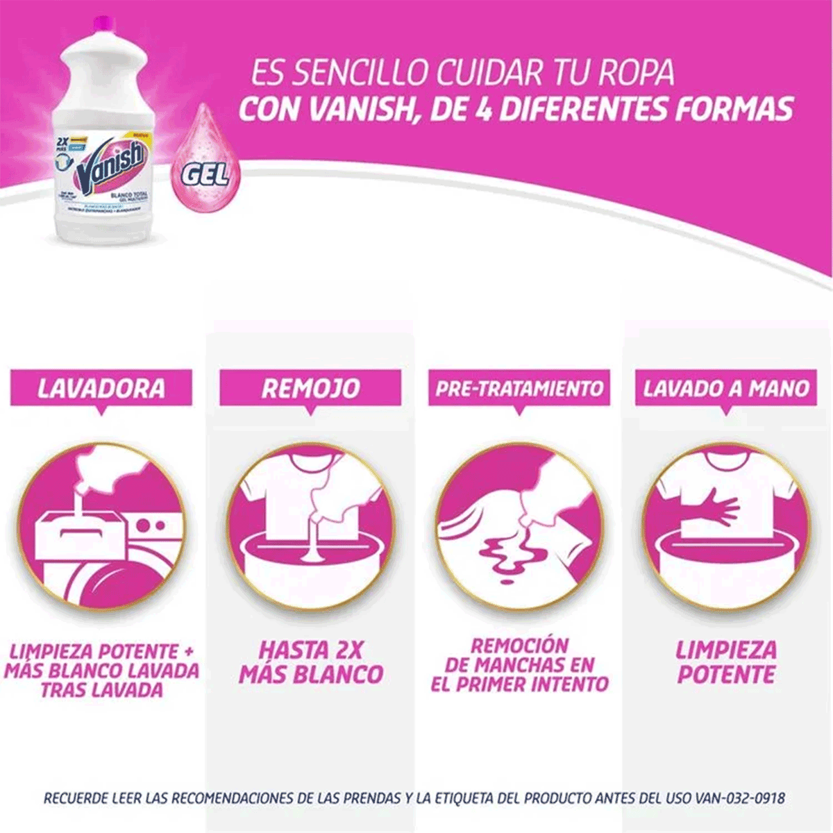 Quitamanchas Ropa Blanca en Gel Vanish 3,8 litros