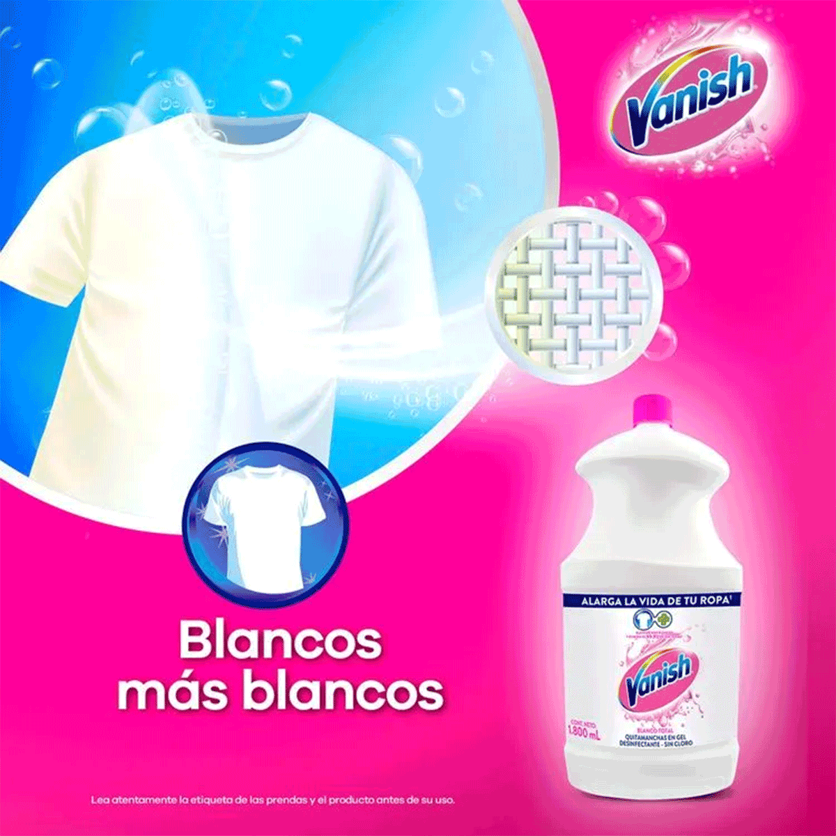 Quitamanchas Líquido Ropa Blanca Recarga Vanish 1,8 litros